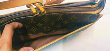 Load image into Gallery viewer, Authentic Coded Louis Vuitton Popincourt used gold ball bag MI0061