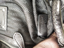 Load image into Gallery viewer, Prada Black & Purple Striped Leather Hobo