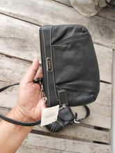 Load image into Gallery viewer, Set of COACH Soho E06d F10188 Stitched Buckle Flap Black Leather Shoulder Bag & NWT Blush Coach Pleated Leather Wristlet F46484