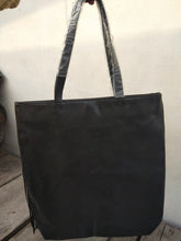 Load image into Gallery viewer, Victoria's Secret Black 2018 Limited Edition Faux Leather Fringe Tote Bag