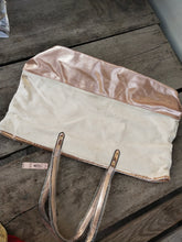 Load image into Gallery viewer, NWT Victoria's Secret Beige Canvas Rose Gold Logo Tote Bag