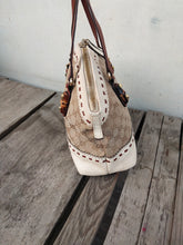Load image into Gallery viewer, Gucci White Monogram Tote With Bamboo Accent 339002