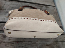 Load image into Gallery viewer, Gucci White Monogram Tote With Bamboo Accent 339002