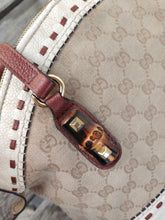 Load image into Gallery viewer, Gucci White Monogram Tote With Bamboo Accent 339002