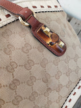 Load image into Gallery viewer, Gucci White Monogram Tote With Bamboo Accent 339002