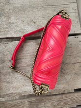 Load image into Gallery viewer, Chanel Boy dark green nubuck leather flap shoulder bag RED