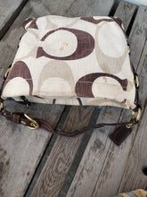 Load image into Gallery viewer, Coach Carly Signature 12197 Beige/Brown Canvas Leather Tote