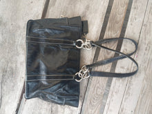 Load image into Gallery viewer, COACH East West E/W Gallery Black Patent Leather Tote F12839 EUC