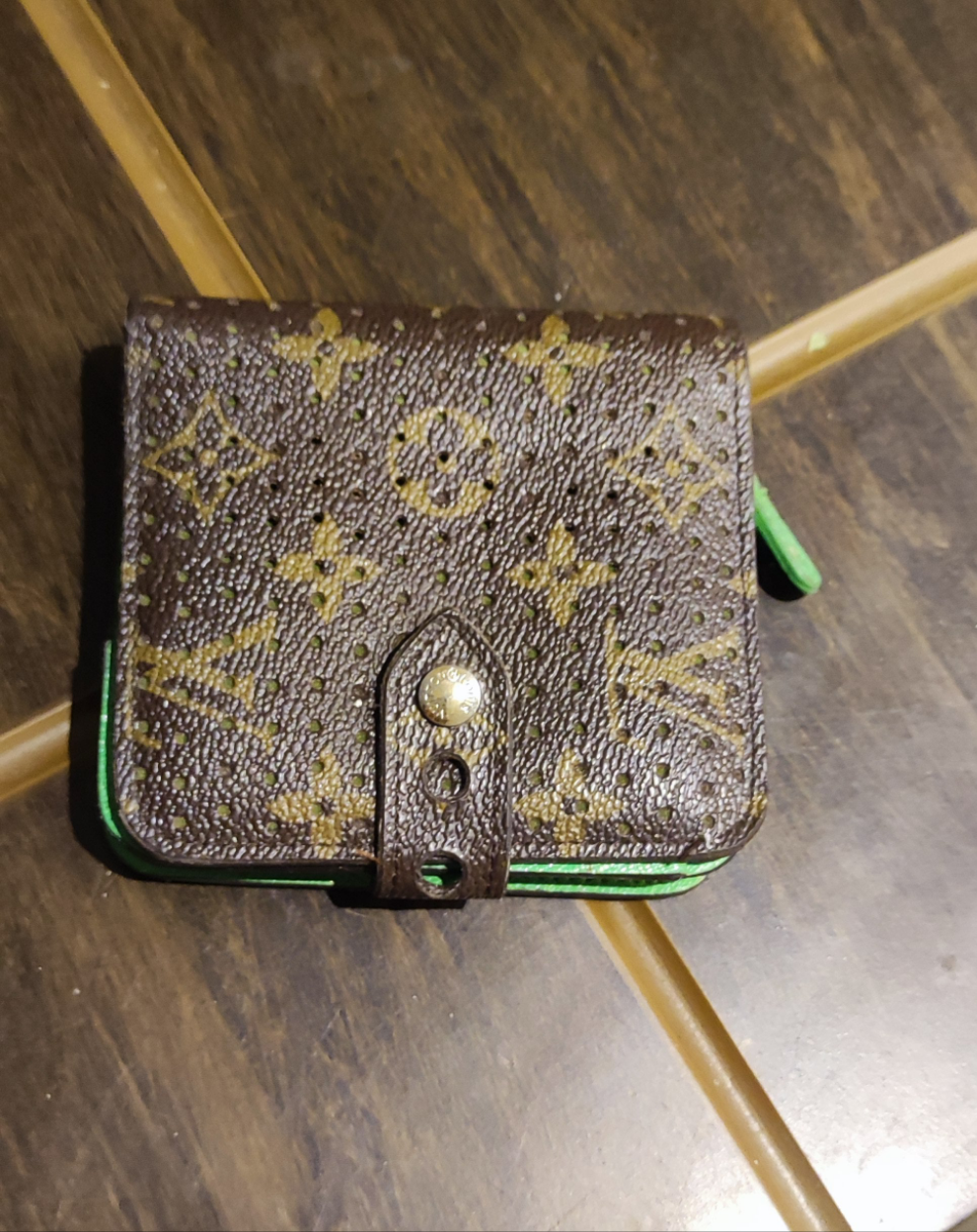 Limited Edition Louis Vuitton Monogram Perforated Bi-fold Wallet in Green