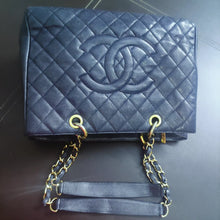 Load image into Gallery viewer, Authentic Chanel GST Grand Shopping Tote Caviar Dark Blue With Gold Hardware
