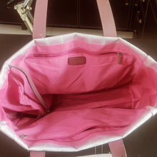 Load image into Gallery viewer, Chanel CC Logo Travel Line Large Nylon Tote Bag Light Pink with makeup pouch
