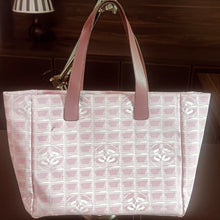 Load image into Gallery viewer, Chanel CC Logo Travel Line Large Nylon Tote Bag Light Pink with makeup pouch
