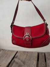 Load image into Gallery viewer, COACH Soho F10926 Red Canvas/Leather Hobo Bag
