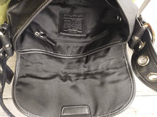 Load image into Gallery viewer, Set of COACH Soho E06d F10188 Stitched Buckle Flap Black Leather Shoulder Bag &amp; NWT Blush Coach Pleated Leather Wristlet F46484
