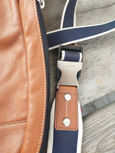 Load image into Gallery viewer, NWT COACH MEN HERITAGE WEB LEATHER SLING BAG BACKPACK #F70811 SADDLE
