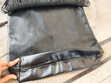 Load image into Gallery viewer, Victoria&#39;s Secret Black 2018 Limited Edition Faux Leather Fringe Tote Bag
