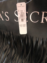 Load image into Gallery viewer, Victoria&#39;s Secret Black 2018 Limited Edition Faux Leather Fringe Tote Bag

