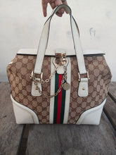Load image into Gallery viewer, Boston Bag Treasure rare 146002 Ivory and Tan Leather Satchel
