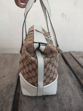 Load image into Gallery viewer, Boston Bag Treasure rare 146002 Ivory and Tan Leather Satchel
