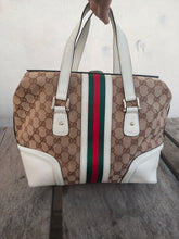 Load image into Gallery viewer, Boston Bag Treasure rare 146002 Ivory and Tan Leather Satchel
