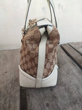Load image into Gallery viewer, Boston Bag Treasure rare 146002 Ivory and Tan Leather Satchel
