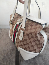 Load image into Gallery viewer, Boston Bag Treasure rare 146002 Ivory and Tan Leather Satchel
