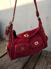 Load image into Gallery viewer, COACH Archive Raspberry Suede &amp; Leather Haversack Limited Edition 65 Anniversary Handbag 12797
