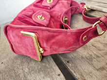 Load image into Gallery viewer, COACH Archive Raspberry Suede &amp; Leather Haversack Limited Edition 65 Anniversary Handbag 12797
