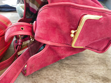 Load image into Gallery viewer, COACH Archive Raspberry Suede &amp; Leather Haversack Limited Edition 65 Anniversary Handbag 12797
