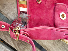 Load image into Gallery viewer, COACH Archive Raspberry Suede &amp; Leather Haversack Limited Edition 65 Anniversary Handbag 12797
