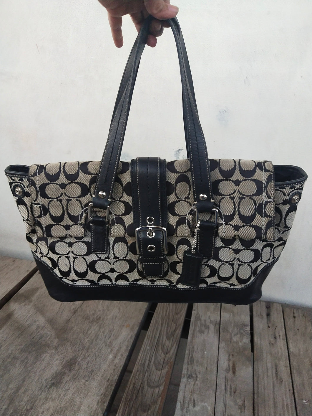Coach Signature Hampton Flap Bag F12644 Satchel
