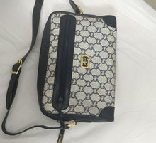 Load image into Gallery viewer, Authentic Vintage GUCCI PLUS Web Navy GG PLUS Monogram Canvas Crossbody Bag 
