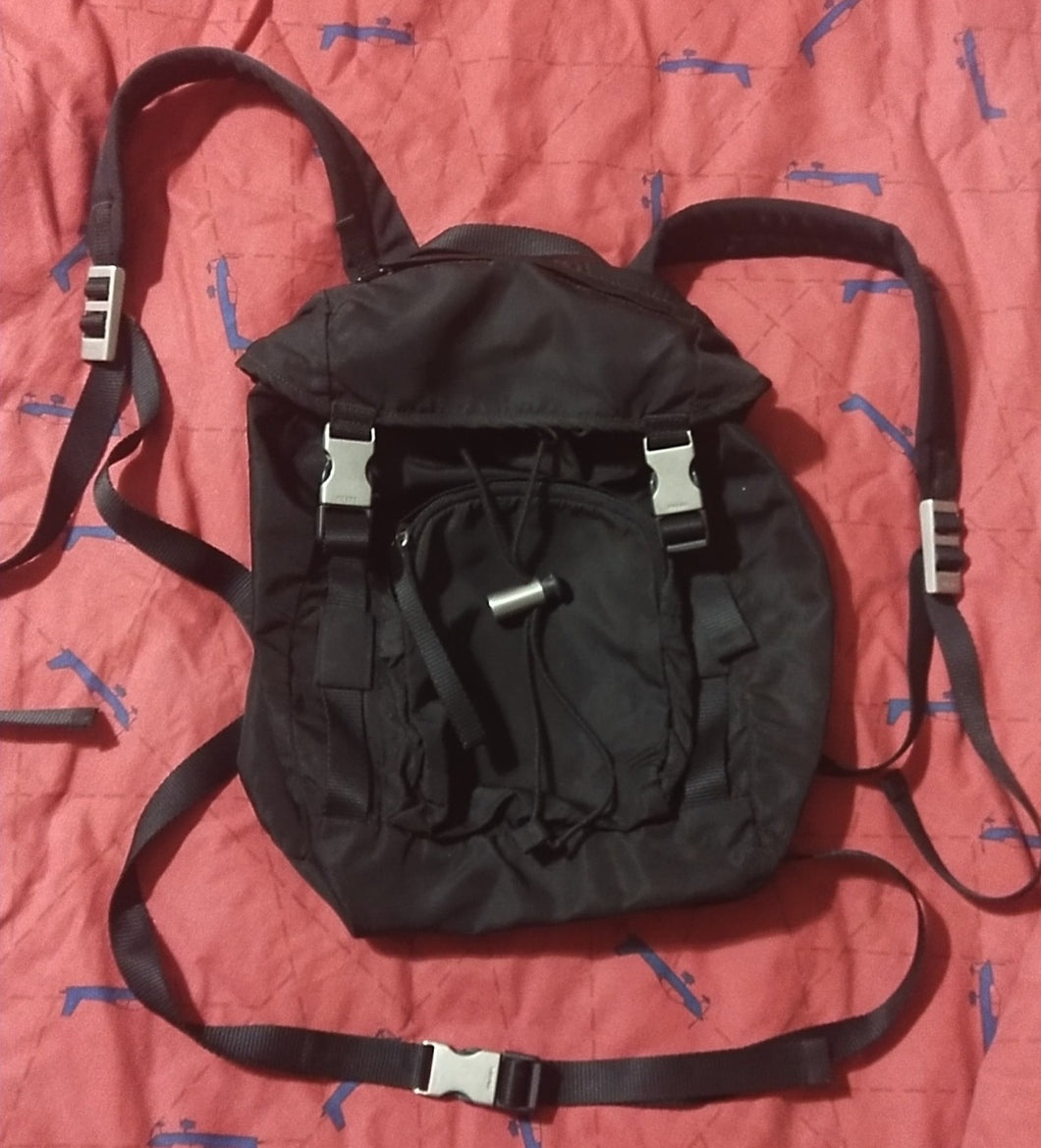 Vintage PRADA Authentic Nylon Backpack Black B2811 #51303 PRADA Backpack with silver hardware